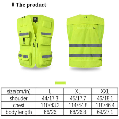Gilet de Sécurité Réfléchissant Haute Visibilité - Veste de Travail Fluorescente pour Motocyclistes - BLACKBEARD OUTDOOR INDUSTRIES
