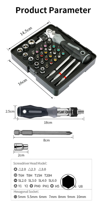 Coffret Tournevis Cliquet Multidirectionnel 30–49 pièces – Acier Vanadium Magnétique - BLACKBEARD OUTDOOR INDUSTRIES