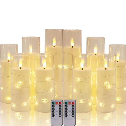 Set de 10/20 Bougies Sans Flamme avec Lumières LED en Fil de Câble et Télécommande - Bougies Pilier à Minuterie pour Décoration Intérieure - BLACKBEARD OUTDOOR INDUSTRIES