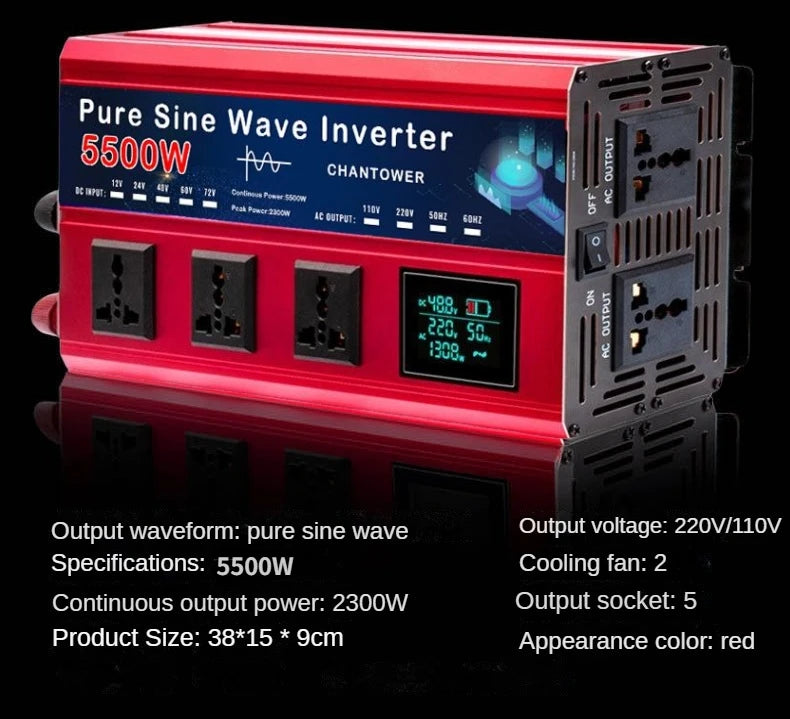 Onduleur Pur Sinus 5500W / 5000W – DC 12V/24V/48V/60V/72V à AC 110V/220V - BLACKBEARD OUTDOOR INDUSTRIES
