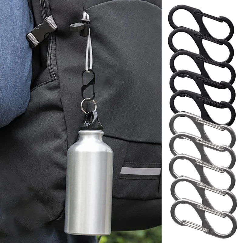 5PCS Mousquetons Tactiques en S – Mini Clip Aluminium Anti-Vol pour Camping & Randonnée - BLACKBEARD OUTDOOR INDUSTRIES
