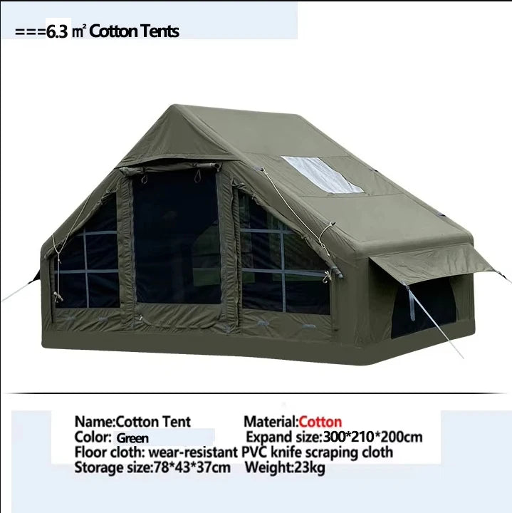 Tente de Camping Gonflable 6.3㎡ pour 3-4 Personnes – Abri Extérieur Résistant à la Pluie et à l'Humidité BLACKBEARD OUTDOOR INDUSTRIES