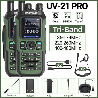 Lot de 2 Talkie-Walkies Baofeng UV-21 Pro V2 – Multi-bande, 999 Canaux, USB-C, Écran Couleur - BLACKBEARD OUTDOOR INDUSTRIES
