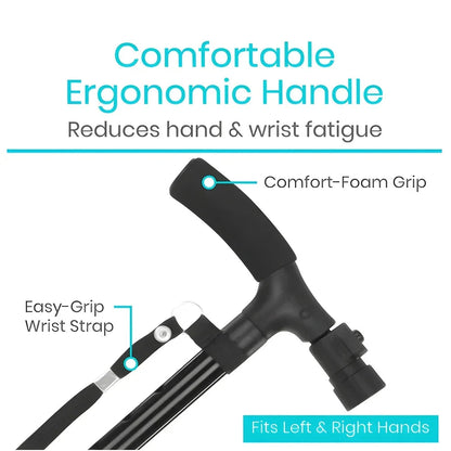 Canne Télescopique Pliable avec LED – Béquille Anti-Dérapante, Légère et Fiable pour Seniors Ma boutique