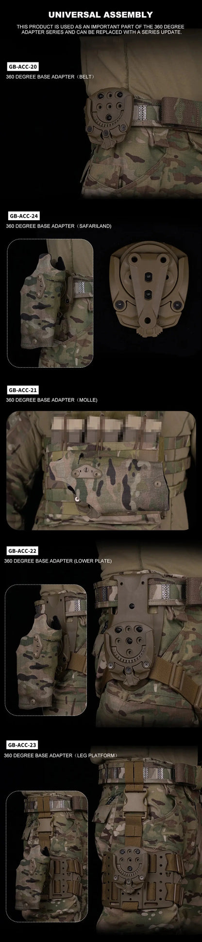 Adaptateur de Holster Tactique 360° – Base Rotative Modulaire pour Holster de Chasse et Airsoft Ma boutique