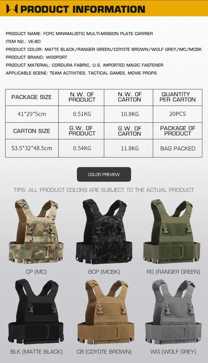 Gilet tactique multi-missions minimaliste FCPC - Porte-plaque léger en Cordura BLACKBEARD OUTDOOR INDUSTRIES