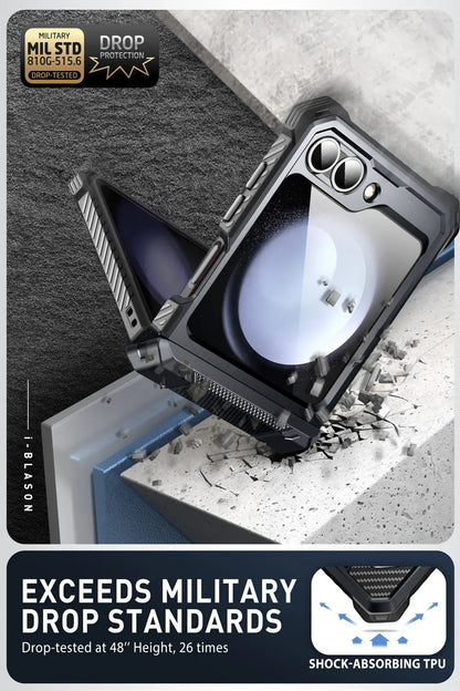 I-BLASON For Samsung Galaxy Z Flip 7 FE/6/5 Case Armorbox Full-Body Military Protection Phone Case with Screen Protector & Stand BLACKBEARD OUTDOOR INDUSTRIES