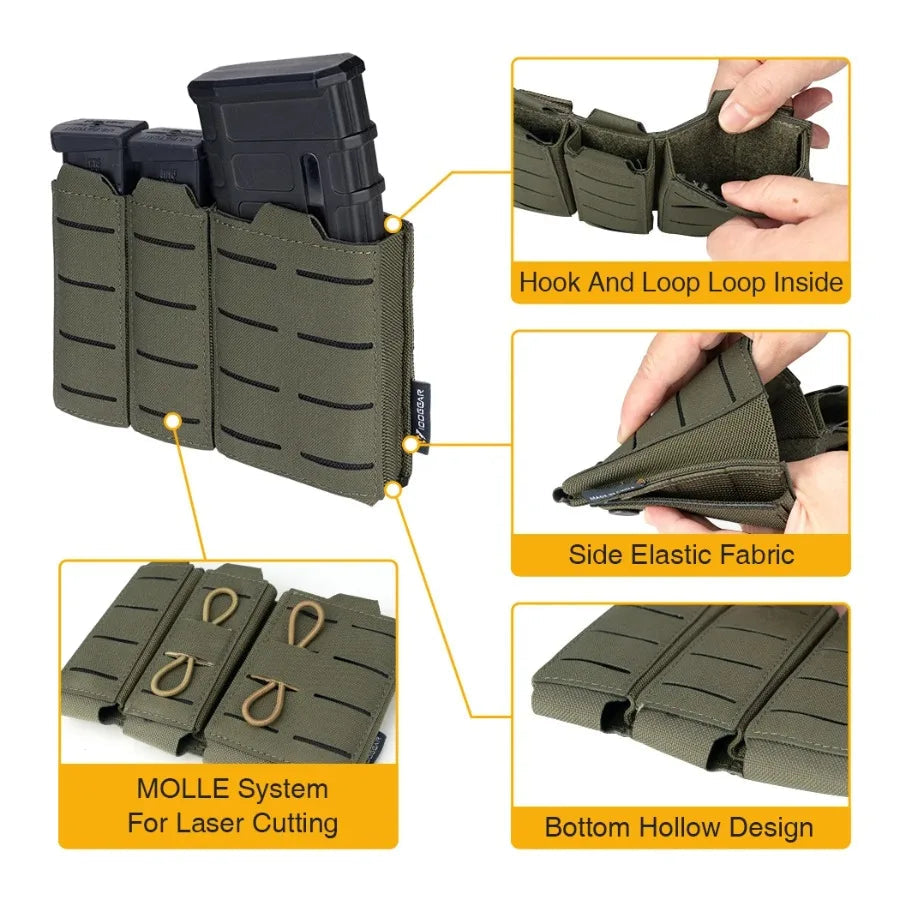 IDOGEAR Poche Tactique LSR 556 Triple Mag Carrier MOLLE - Poche à Munitions Découpée au Laser BLACKBEARD OUTDOOR INDUSTRIES