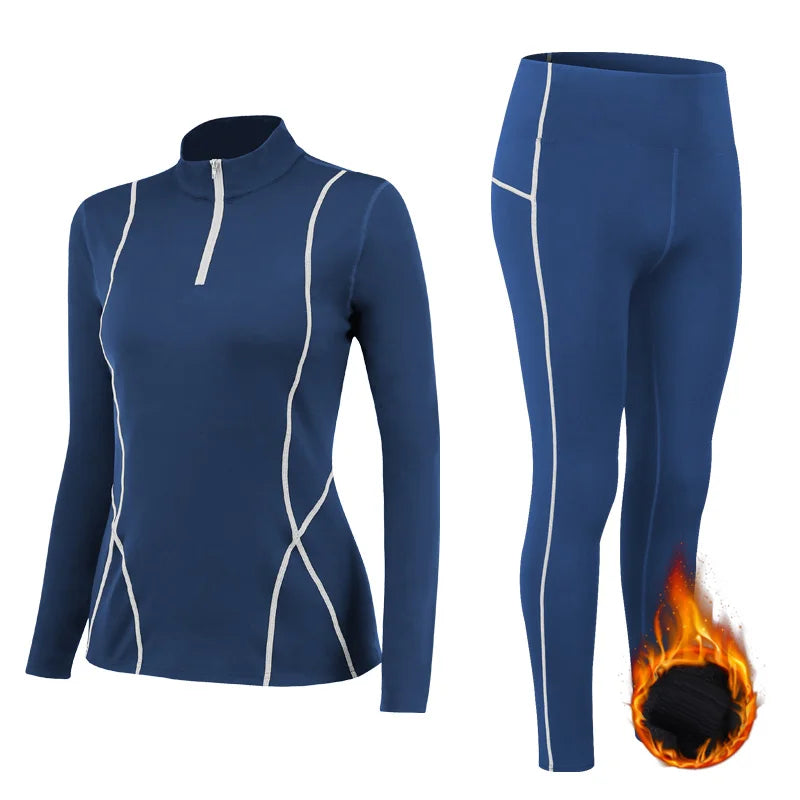 Ensemble de Sous-Vêtements Thermiques Femme en Velours – Vêtement Thermo pour l'Hiver, Ensemble 2 Pièces Longs Jambes et Lingerie - BLACKBEARD OUTDOOR INDUSTRIES