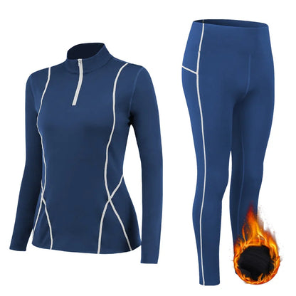 Ensemble de Sous-Vêtements Thermiques Femme en Velours – Vêtement Thermo pour l'Hiver, Ensemble 2 Pièces Longs Jambes et Lingerie - BLACKBEARD OUTDOOR INDUSTRIES