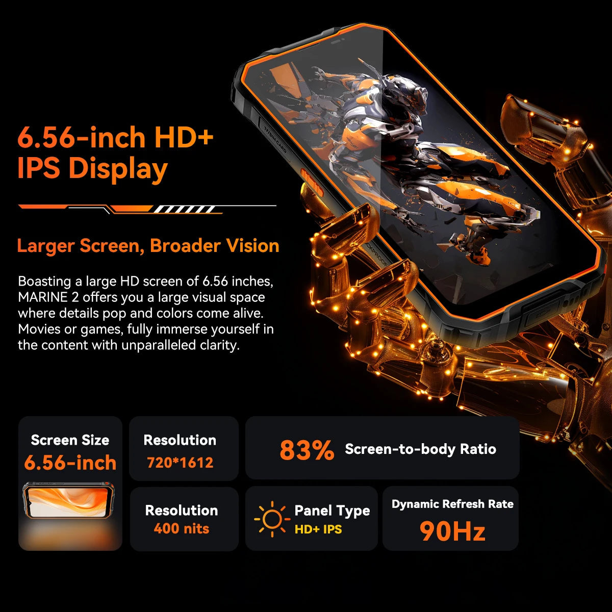 Blackview OSCAL Marine 2 Rugged Smartphone AI, 6.56'' HD+ Display, Unisoc T615, 24(8+16)GB 256GB, 11000mAh, Android 15 Phone NFC BLACKBEARD OUTDOOR INDUSTRIES