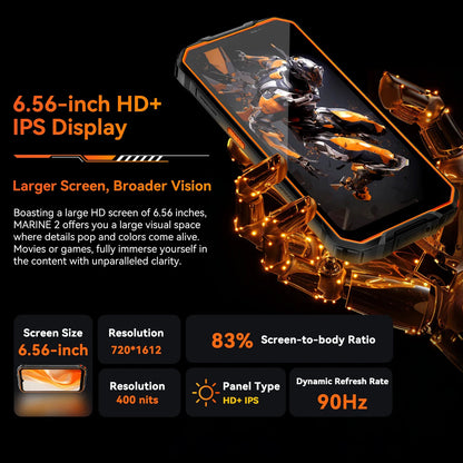 Blackview OSCAL Marine 2 Rugged Smartphone AI, 6.56'' HD+ Display, Unisoc T615, 24(8+16)GB 256GB, 11000mAh, Android 15 Phone NFC BLACKBEARD OUTDOOR INDUSTRIES