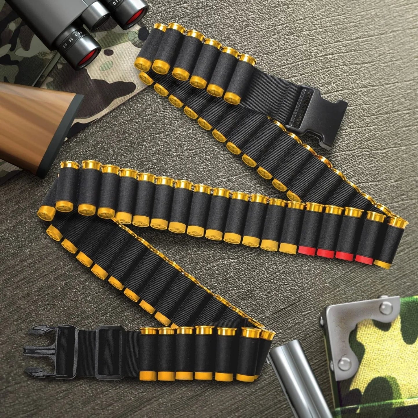 Bandoulière Tactique pour 50 Cartouches de 12/20GA – Ceinture Porte-Munitions Ajustable pour Chasse BLACKBEARD OUTDOOR INDUSTRIES