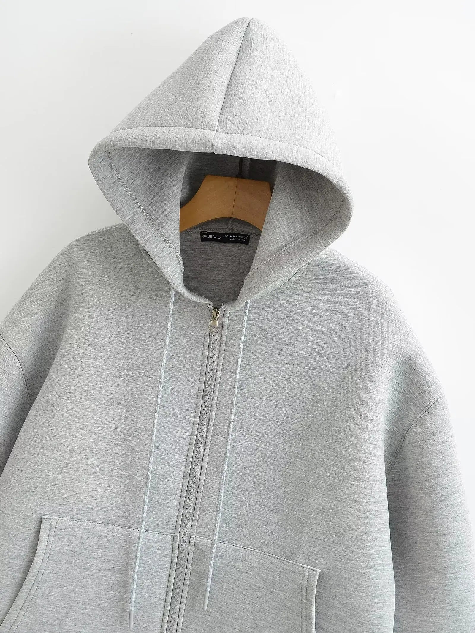 Veste à Capuche Grise femme - Manteau à Manches Longues avec Poches Spacieuses et Fermeture Éclair - Veste Décontractée et Légère pour Femme - BLACKBEARD OUTDOOR INDUSTRIES