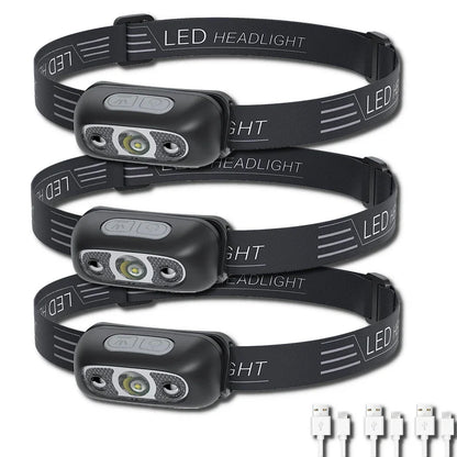 Lampe Frontale Mini LED Puissante – Rechargeable USB, Étanche, avec Capteur de Mouvement - BLACKBEARD OUTDOOR INDUSTRIES
