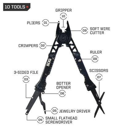 SOG Sync I Traveler EDC Multi-tool with 10 Survival Tools, Tactical & Outdoor Camping Supplies, Portable Travel & Hiking Kit Set BLACKBEARD OUTDOOR INDUSTRIES