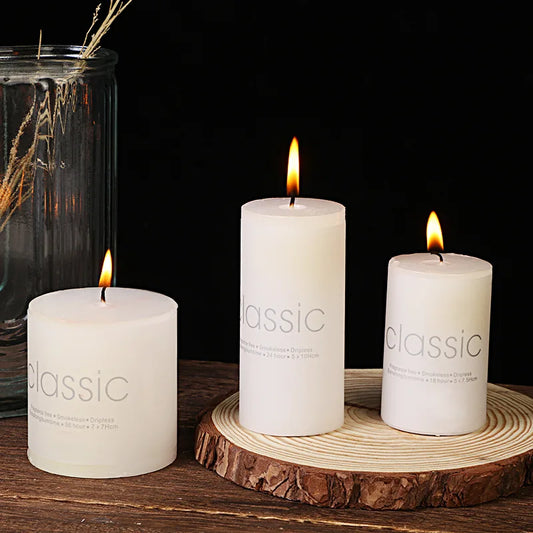Bougie Cylindrique Classique Ivoire – Décoration de Mariage Romantique et Fournitures pour Hôtels – Bougie Sans Fumée et Sans odeur - BLACKBEARD OUTDOOR INDUSTRIES