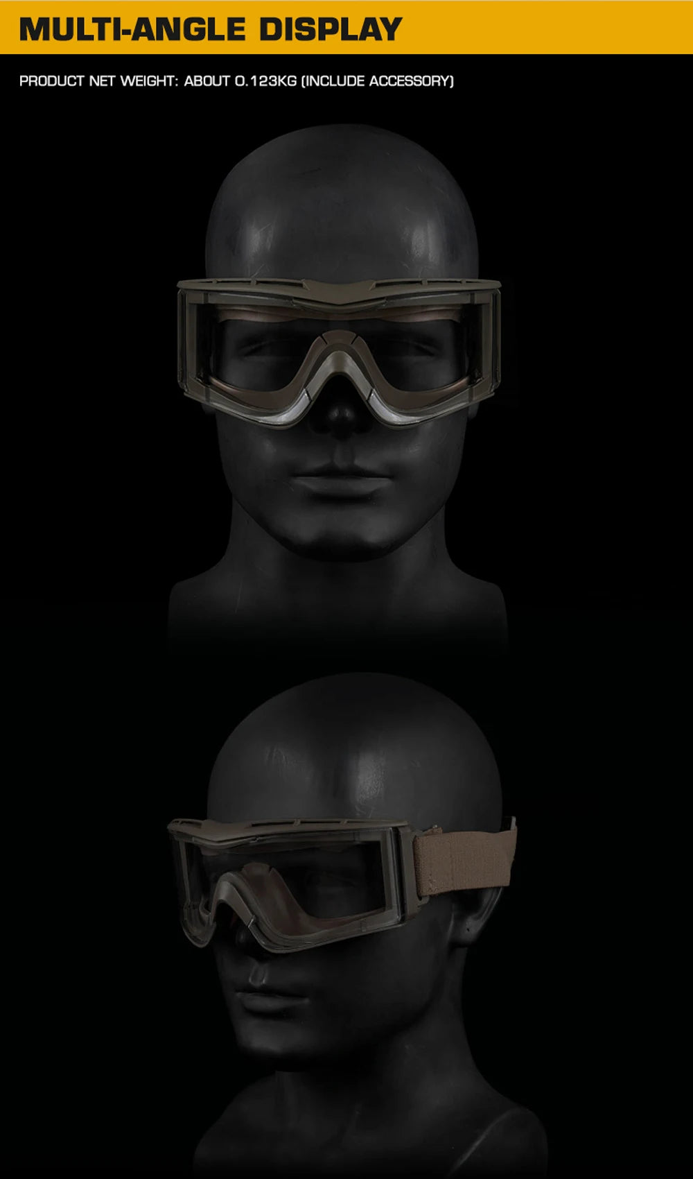 Lunettes Tactiques W810 – Protection Balistique Anti-UV – Antipoussière et Antivent – Pour Airsoft, Moto, Ski, Randonnée et Tir - BLACKBEARD OUTDOOR INDUSTRIES