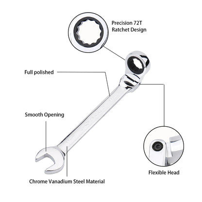 Clé à Cliquet Flexible 72 Dents en Acier Chrome Vanadium – 6 à 27 mm - BLACKBEARD OUTDOOR INDUSTRIES
