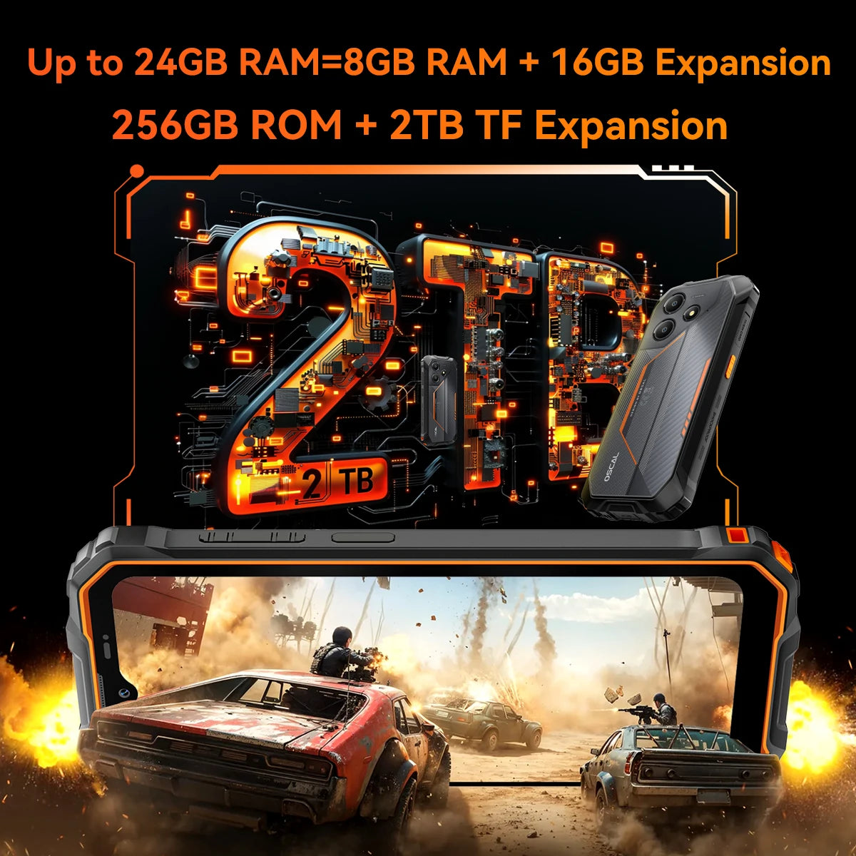 Blackview OSCAL Marine 2 Rugged Smartphone AI, 6.56'' HD+ Display, Unisoc T615, 24(8+16)GB 256GB, 11000mAh, Android 15 Phone NFC BLACKBEARD OUTDOOR INDUSTRIES