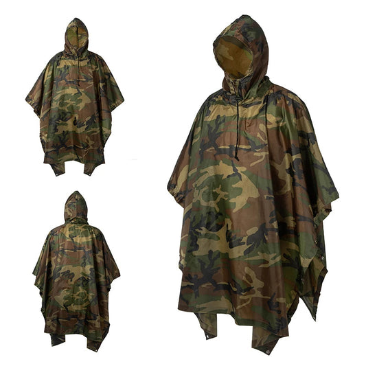 Poncho de Pluie Tactique Militaire - Imperméable, Polyvalent, avec Capuche Ajustable et Sac de Rangement BLACKBEARD OUTDOOR INDUSTRIES