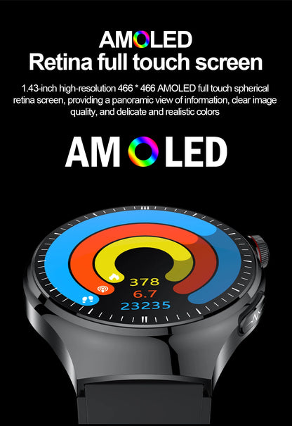 Montre Connectée Médicale GUHUAVMI TK26 – ECG+PPG – Uric Acid, Température, Lipides, Appels Bluetooth – Écran AMOLED 1.43” – Étanche IP68 - BLACKBEARD OUTDOOR INDUSTRIES
