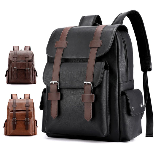 Sac à Dos Homme en Cuir PU – Élégant & Fonctionnel | Ordinateur Portable & École | 20–35L - BLACKBEARD OUTDOOR INDUSTRIES