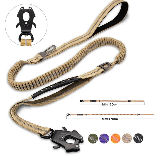 Laisse Tactique Élastique Réfléchissante avec Amortisseur de Chocs et Ceinture de Sécurité – Spécial Grands Chiens Ma boutique