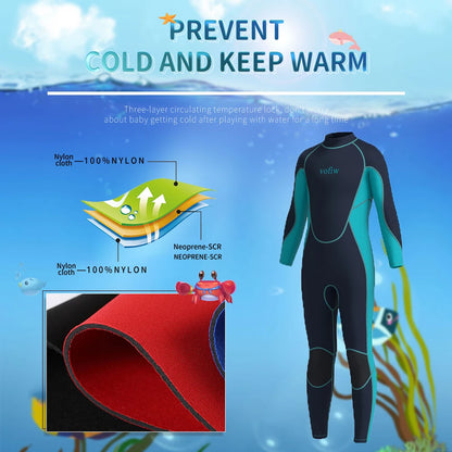 Combinaison de Plongée Enfant 3MM Néoprène à Fermeture Arrière – Maillot de Bain Surf, Snorkeling, Natation, Manches Longues pour Garçons et Filles - BLACKBEARD OUTDOOR INDUSTRIES