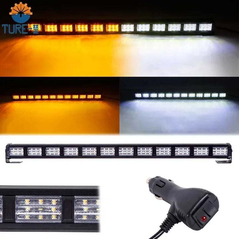 Barre lumineuse d'urgence à LED 22 pouces avec 36 LED - Lampe de signalisation pour toit de voiture, lumière clignotante Amber/Blanc, 12-24V BLACKBEARD OUTDOOR INDUSTRIES