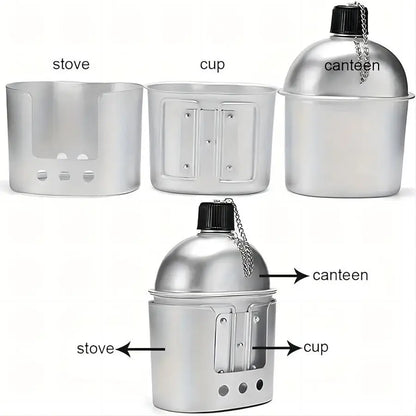 Gourde Militaire en Aluminium avec Gobelet et Pochette – 1 Set – 900 ml – Bouteille d’Eau Portable pour Camping, Randonnée, Voyage, Activités Outdoor - BLACKBEARD OUTDOOR INDUSTRIES