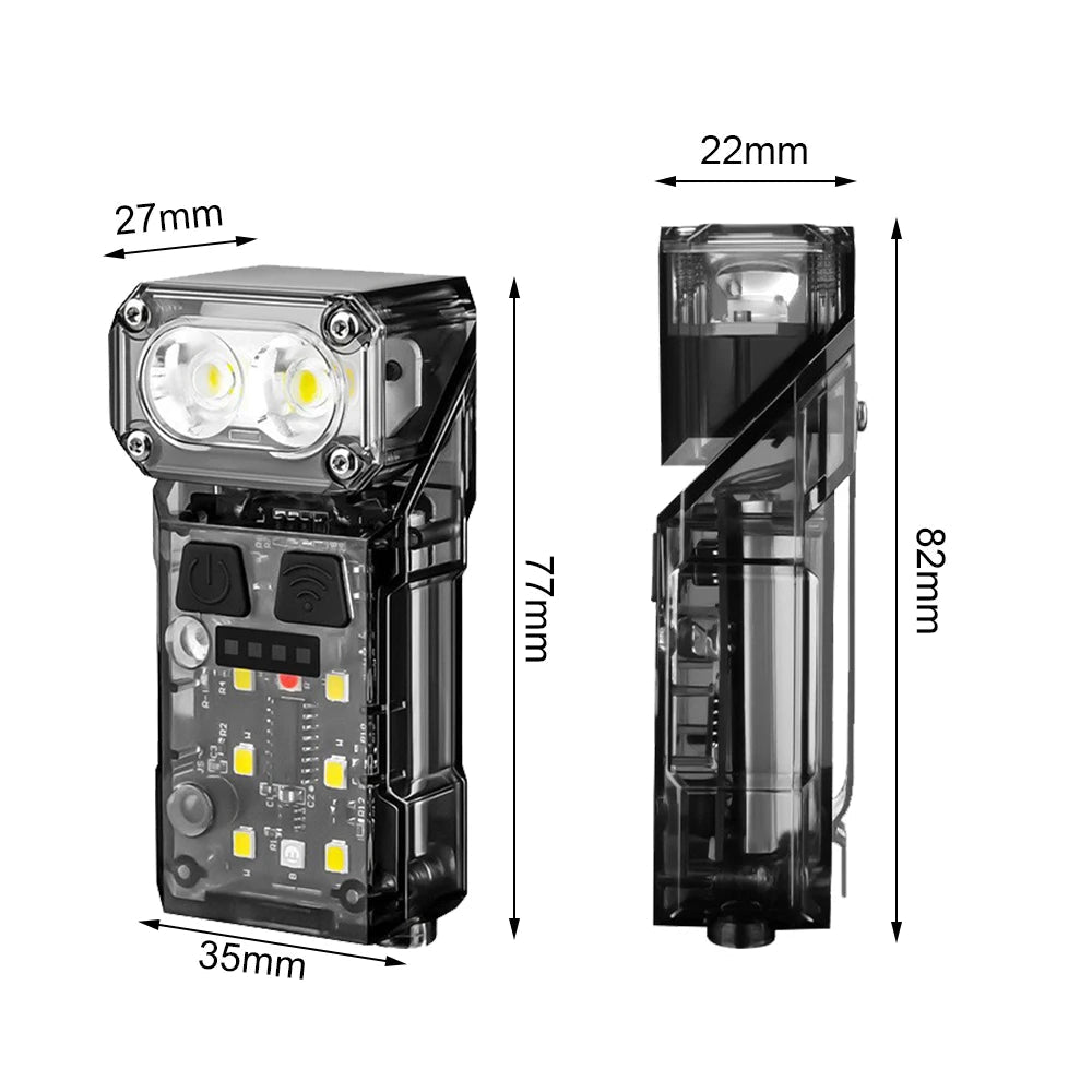 Lampe de Poche Rotative 90° BORUiT – Lampe Frontale à Capteur, Éclairage LED 800LM Rechargeable Type-C avec Clip Magnétique – Idéale pour Camping, Aventure et Travaux BLACKBEARD OUTDOOR INDUSTRIES