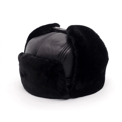 Casquette Bombardier Homme en Véritable Cuir de Mouton – Hiver – Style Russe Élégant - BLACKBEARD OUTDOOR INDUSTRIES
