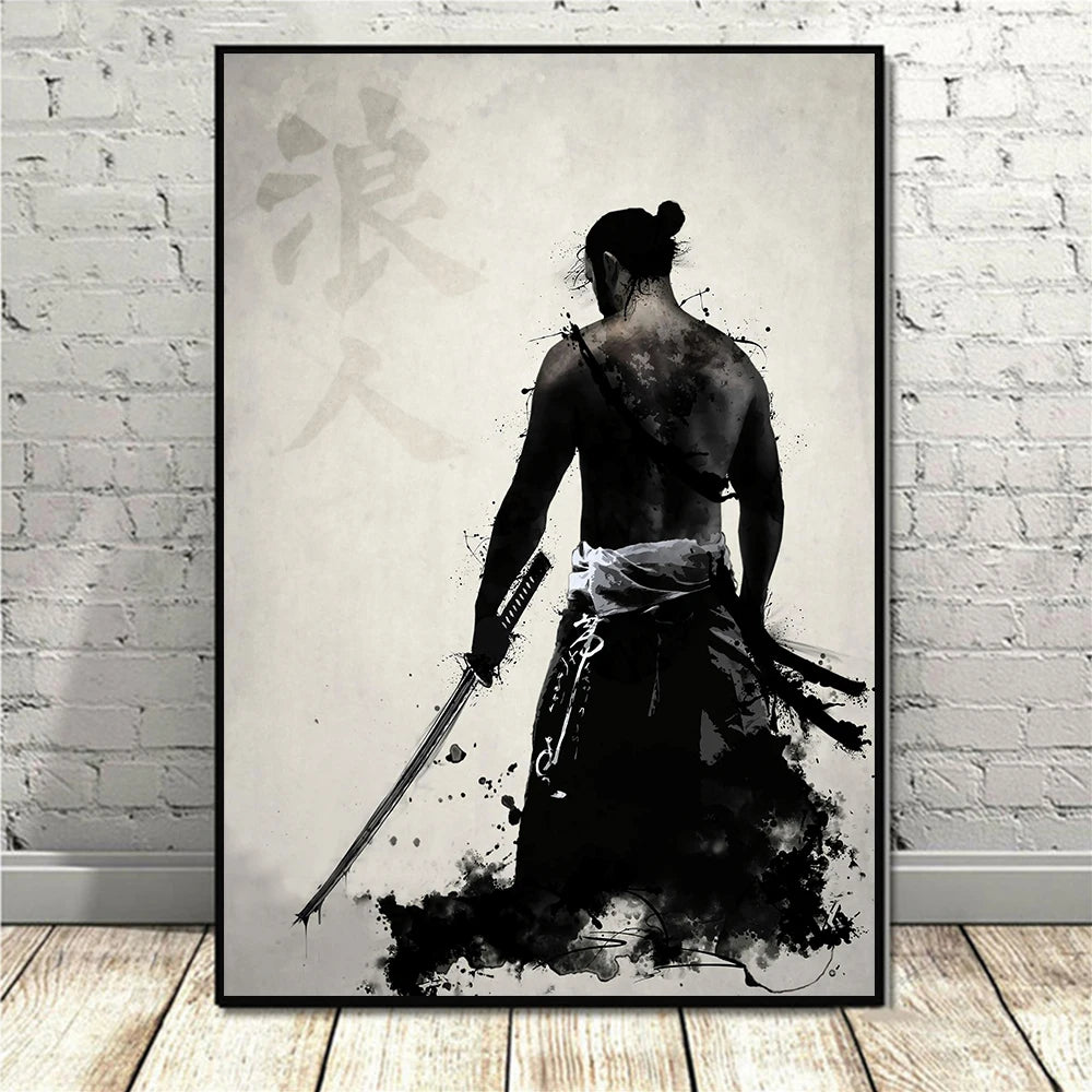 Poster Retro Japon Samurai – Impression sur Toile Canvas - BLACKBEARD OUTDOOR INDUSTRIES