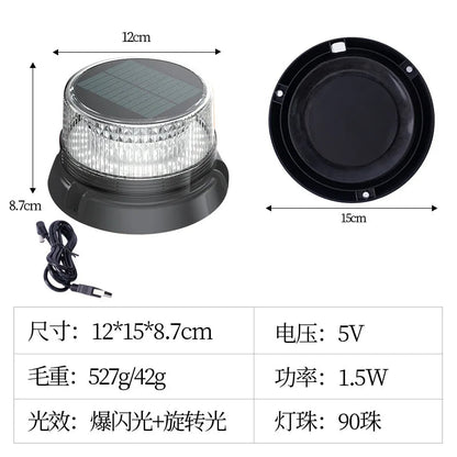 Lampe de Signalisation LED Solaire Rechargeable avec Rotation et Flash BLACKBEARD OUTDOOR INDUSTRIES