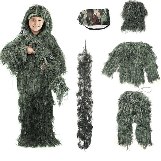 Ensemble 5 pièces Ghillie Suit Camouflage Woodland – Veste, Pantalon, Capuche, Housse de Fusil et Sac de Transport - BLACKBEARD OUTDOOR INDUSTRIES
