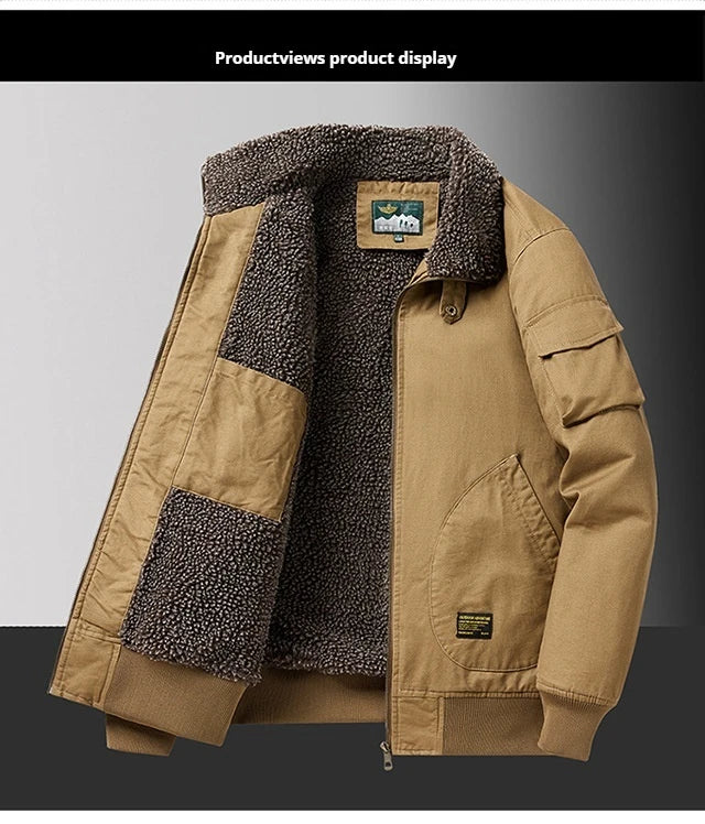 Veste d'Hiver Homme – Bombardier avec Doublure en Laine, Veste à Col Roulé, Manteau en Coton Chaud et Douillet – Parfaite pour les Voyages et le Travail BLACKBEARD OUTDOOR INDUSTRIES