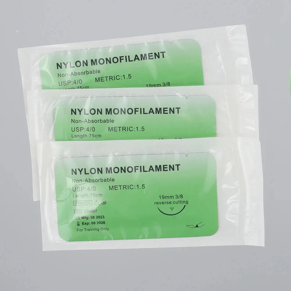 Kit de Sutures Médicales 4/0 – 10 à 100 pièces | Fils Monofilaments Nylon, Soie, Polypropylène, Polyester pour Exercices de Suture Ma boutique