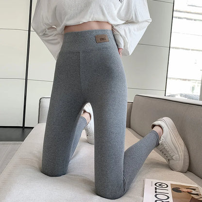 Legging Femme Taille Haute Gris Coton – Confort Slim Fit Grande Taille Automne et Toutes Saisons - BLACKBEARD OUTDOOR INDUSTRIES