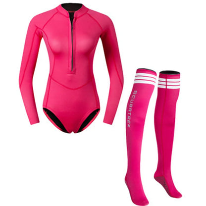 Combinaison Bikini Néoprène Femme 2MM avec Bas – Maillot de Bain Longues Manches Surf, Plongée, Snorkeling, Natation - BLACKBEARD OUTDOOR INDUSTRIES