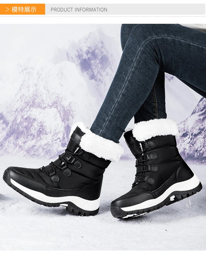 Bottes de Neige Femme Hiver 2024 – Sneakers Chaudes à Fourrure, Semelle Épaisse, Imperméables – Bottines Mi-mollet Outdoor - BLACKBEARD OUTDOOR INDUSTRIES