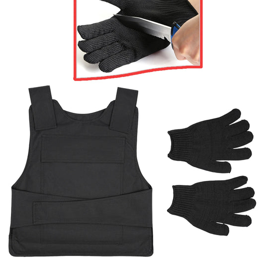 Gilet Anti-Couteau de Protection de Première Classe – Veste et Gants Ajustables avec Plaques en Acier à Haute Manganèse (Noir) - BLACKBEARD OUTDOOR INDUSTRIES