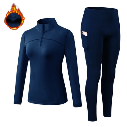 Ensemble de Sous-Vêtements Thermiques pour Femmes – T-Shirt à Col Montant et legging en Polyester et Spandex, Séchage Rapide, Chaud et Respirant - BLACKBEARD OUTDOOR INDUSTRIES