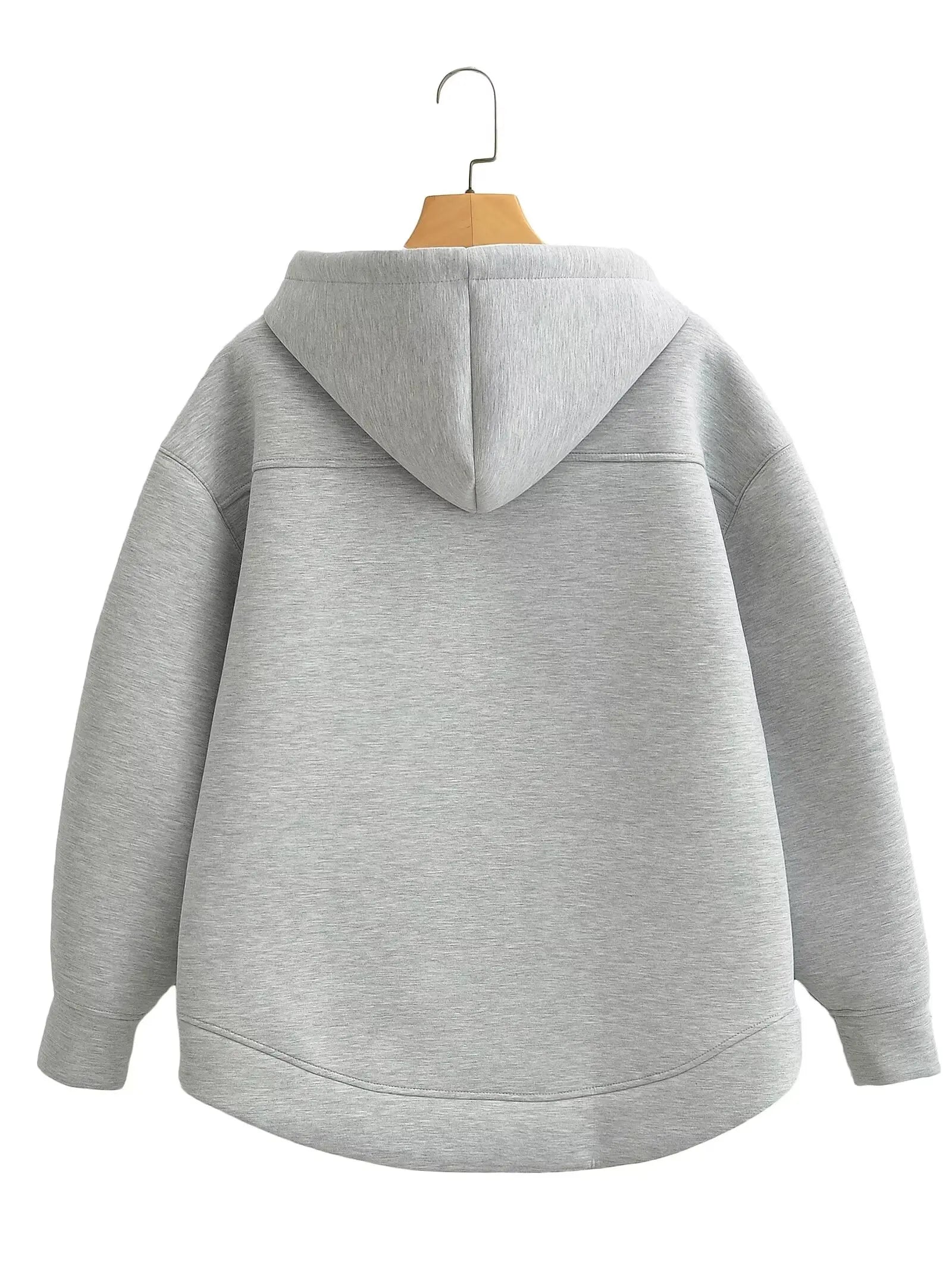 Veste à Capuche Grise femme - Manteau à Manches Longues avec Poches Spacieuses et Fermeture Éclair - Veste Décontractée et Légère pour Femme - BLACKBEARD OUTDOOR INDUSTRIES