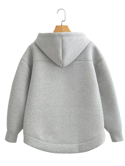 Veste à Capuche Grise femme - Manteau à Manches Longues avec Poches Spacieuses et Fermeture Éclair - Veste Décontractée et Légère pour Femme - BLACKBEARD OUTDOOR INDUSTRIES