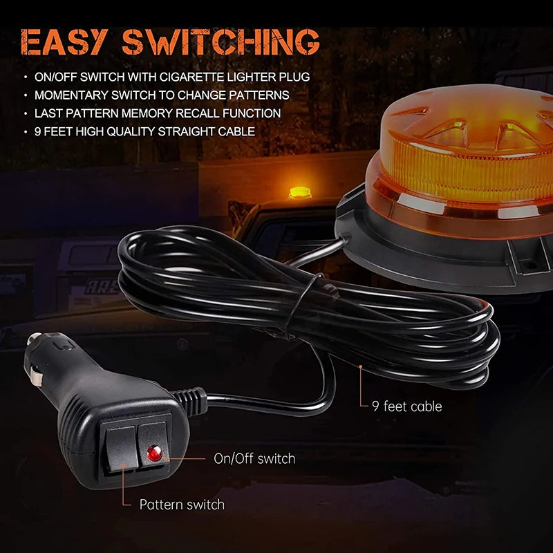 LED Feu Stroboscopique d'Urgence avec Base Magnétique - Lumière de Signalisation de Toit de Voiture (12V/24V) BLACKBEARD OUTDOOR INDUSTRIES