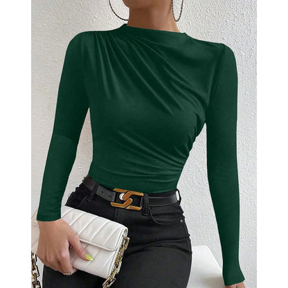 T-shirt Femme Manches Longues à Volants | Style Casual Chic | Col Rond | Mia Muse – Automne / Hiver - BLACKBEARD OUTDOOR INDUSTRIES