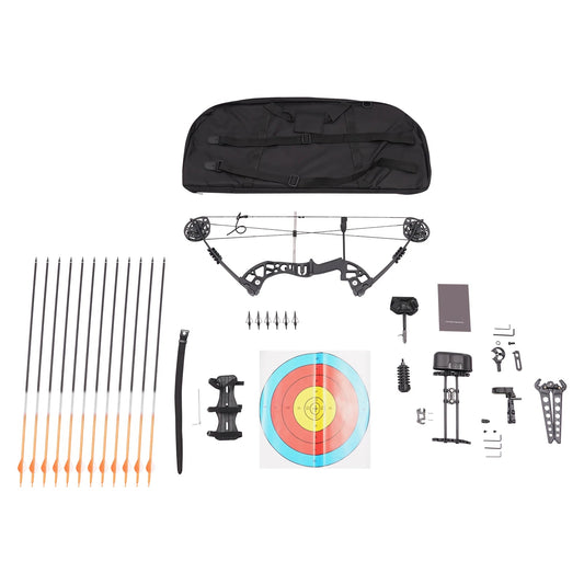 Compound Bow Arrow Kit 30~60lbs Set Including 12 Arrows 10 Sheets of Bullseye Paper Black Archery Hunting Bow Set BLACKBEARD OUTDOOR INDUSTRIES