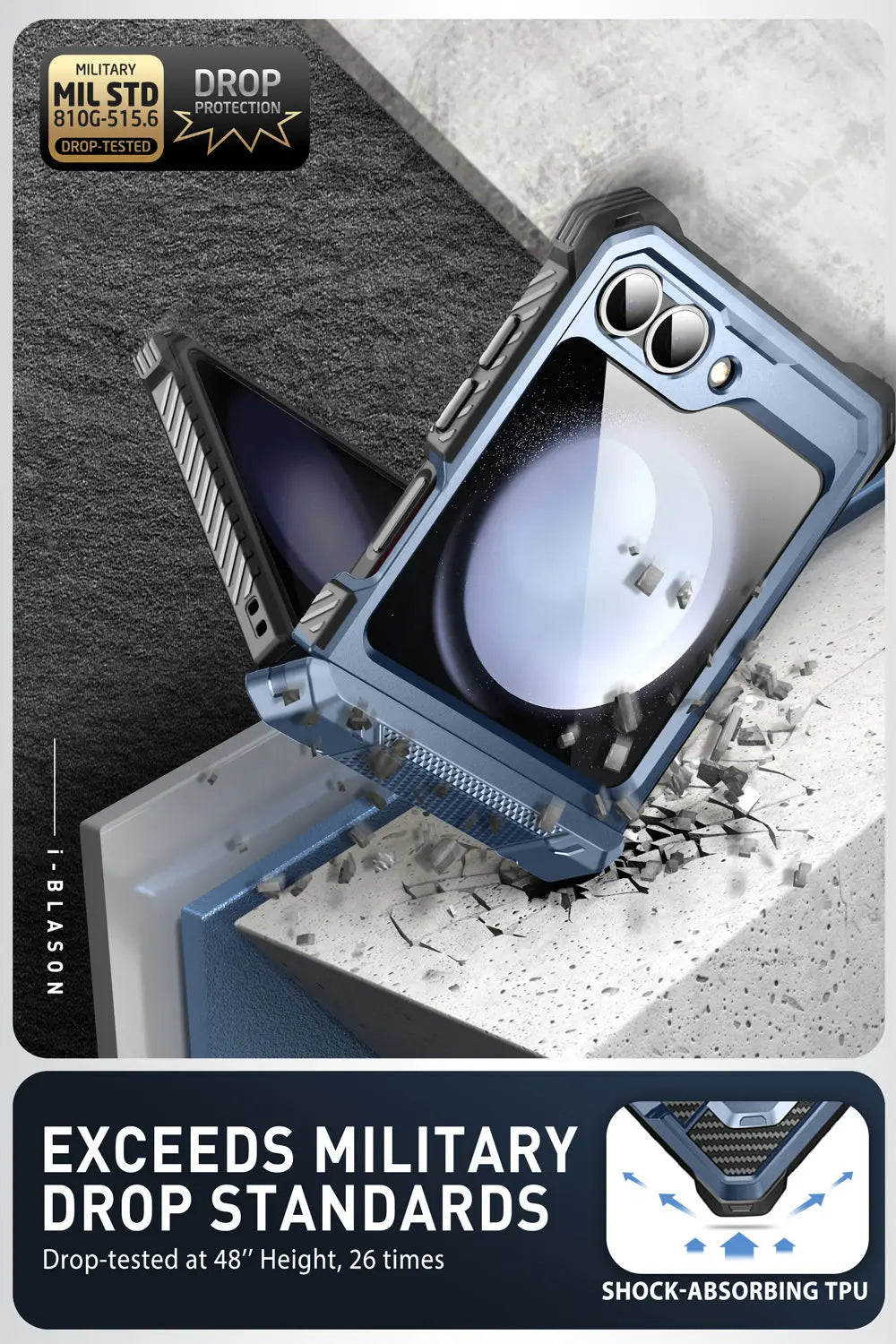 I-BLASON For Samsung Galaxy Z Flip 7 FE/6/5 Case Armorbox Full-Body Military Protection Phone Case with Screen Protector & Stand BLACKBEARD OUTDOOR INDUSTRIES