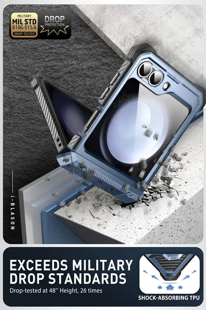 I-BLASON For Samsung Galaxy Z Flip 7 FE/6/5 Case Armorbox Full-Body Military Protection Phone Case with Screen Protector & Stand BLACKBEARD OUTDOOR INDUSTRIES